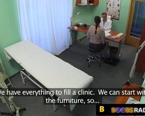 Hot patient is pleasing her doctor in the office, while a horny voyeur is making a video