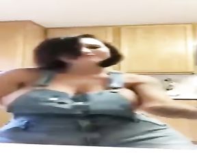 Big-Chested chick dancing in